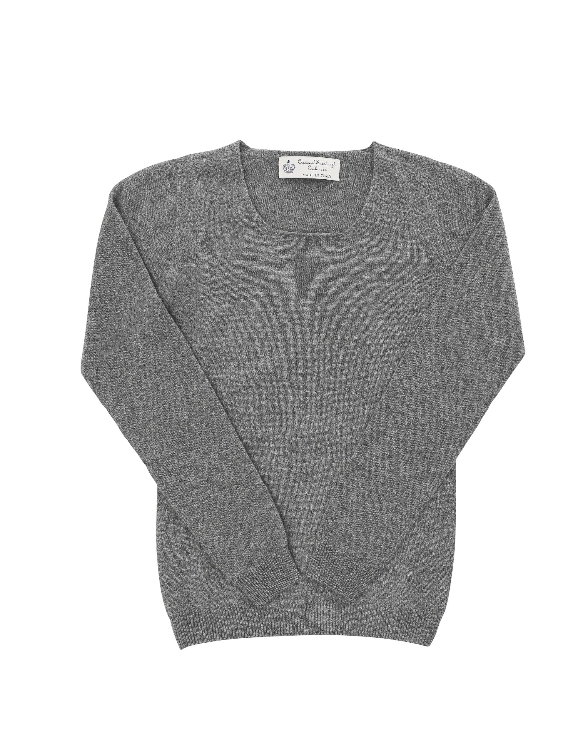 Crown of Edinburgh Cashmere Womens Square Neck Sweater COE 0024 SMOG