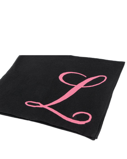 Crown of Edinburgh Cashmere Monogrammed Scarf DEAN VILLAGE BLACK L