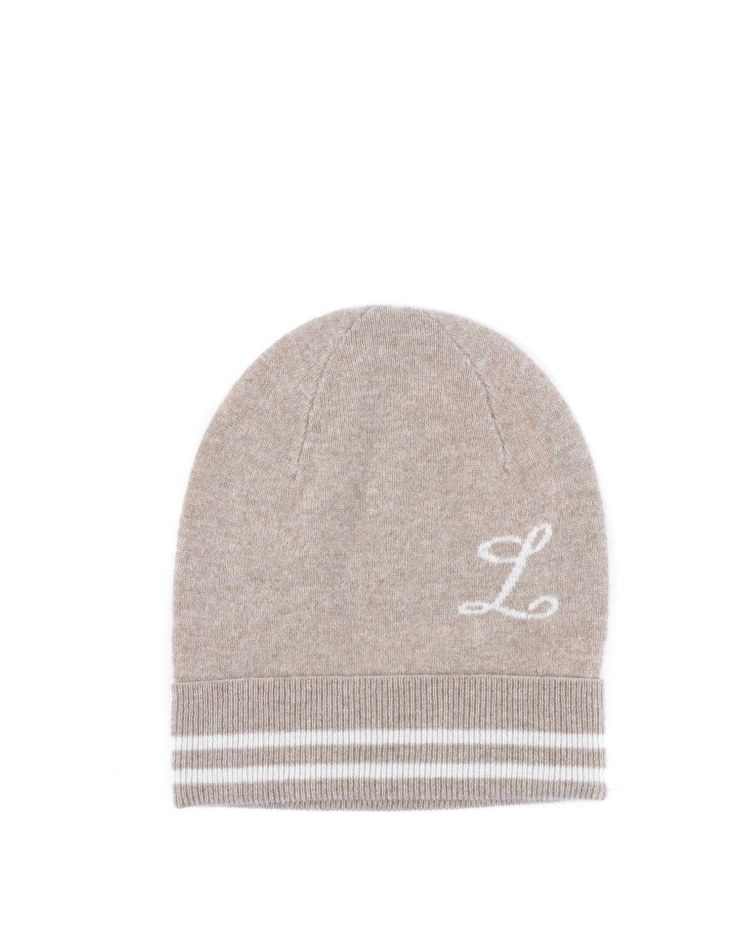 Crown of Edinburgh Cashmere Monogrammed Beanie BRUNTSFIELD CAMEL L