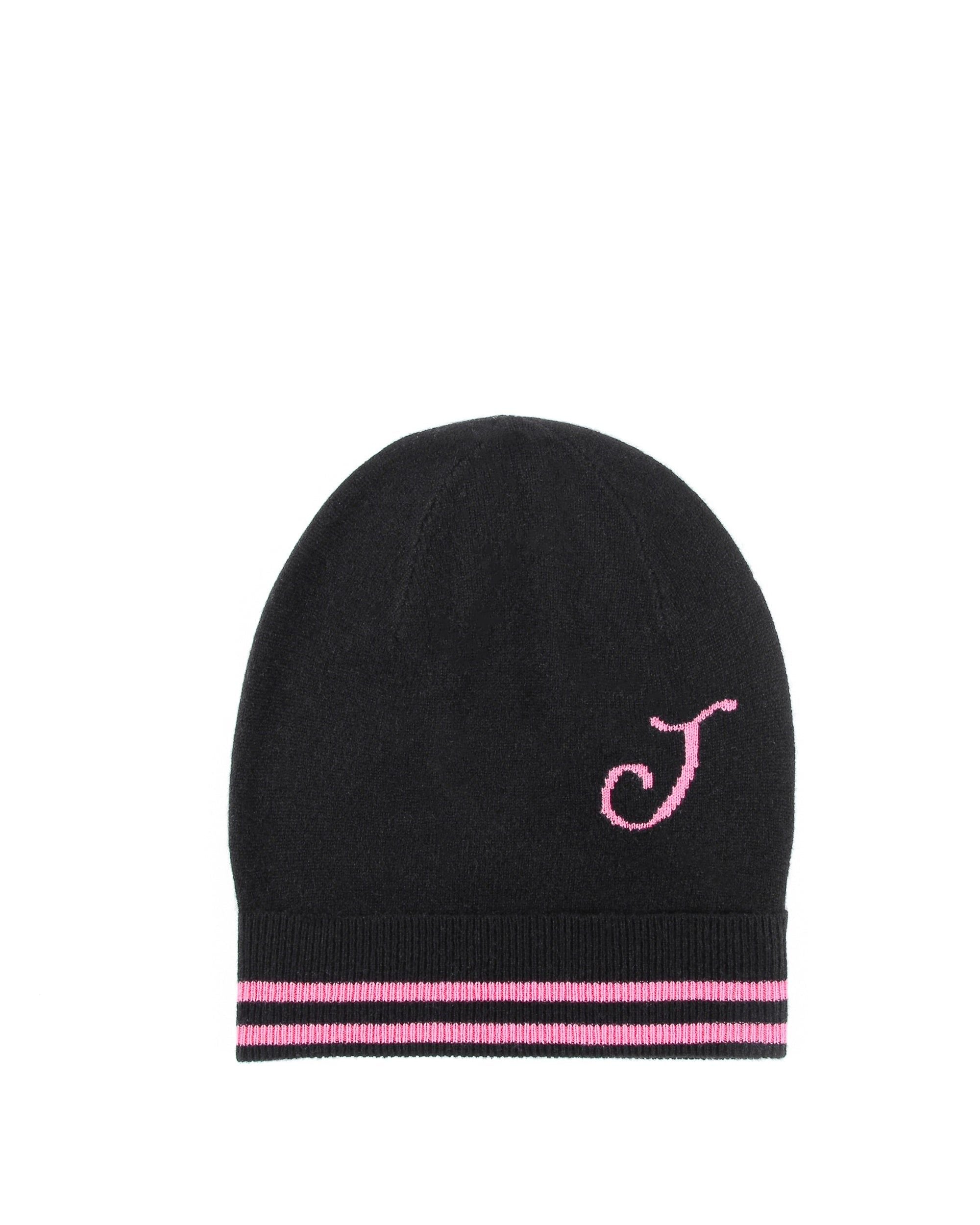 Crown of Edinburgh Cashmere Monogrammed Beanie BRUNTSFIELD BLACK J