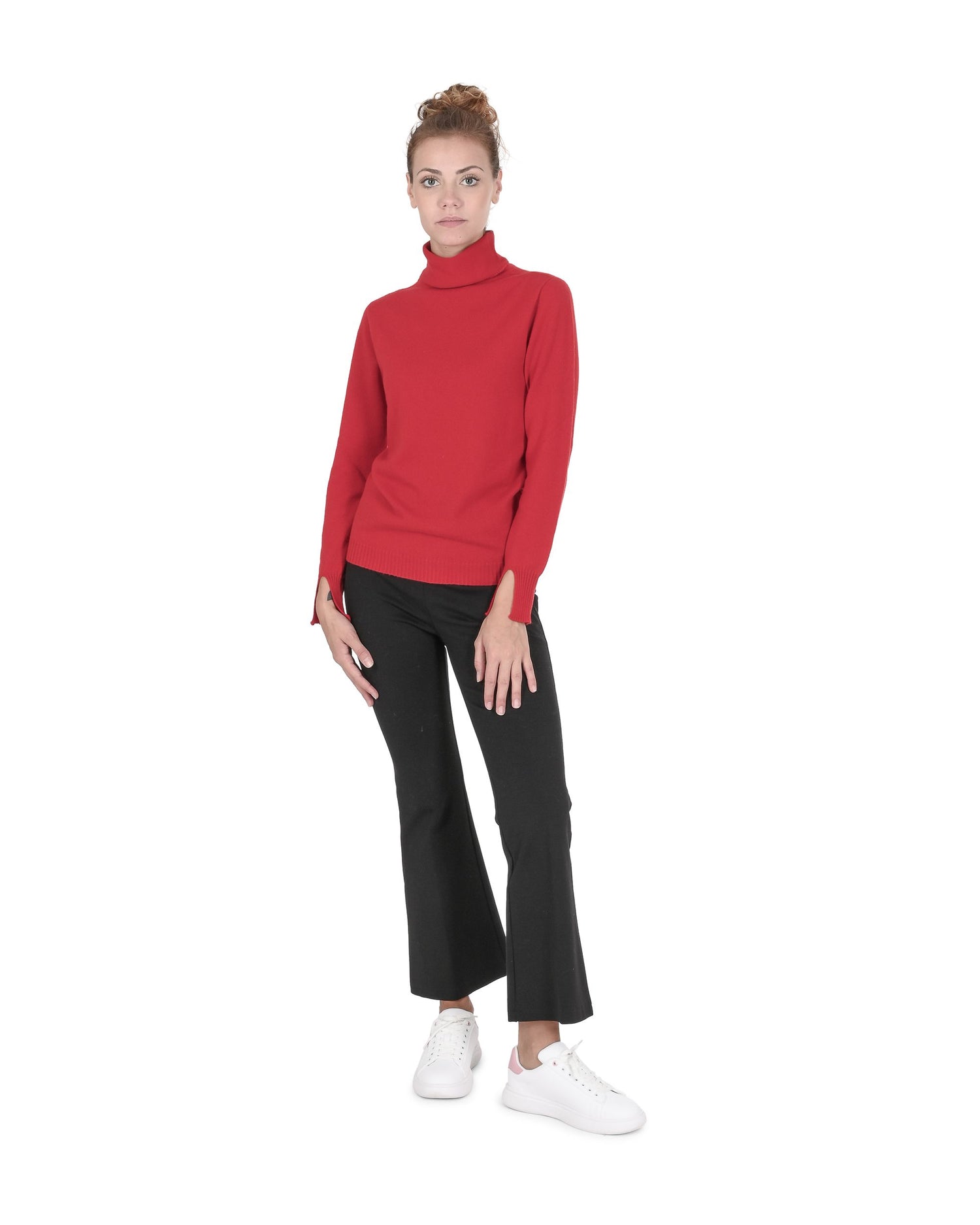 Crown of Edinburgh Cashmere Womens Turtleneck Sweater COE 0023 RED