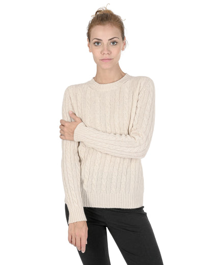 Crown of Edinburgh Cashmere Womens Round Neck Sweater COE 0033 CREAM