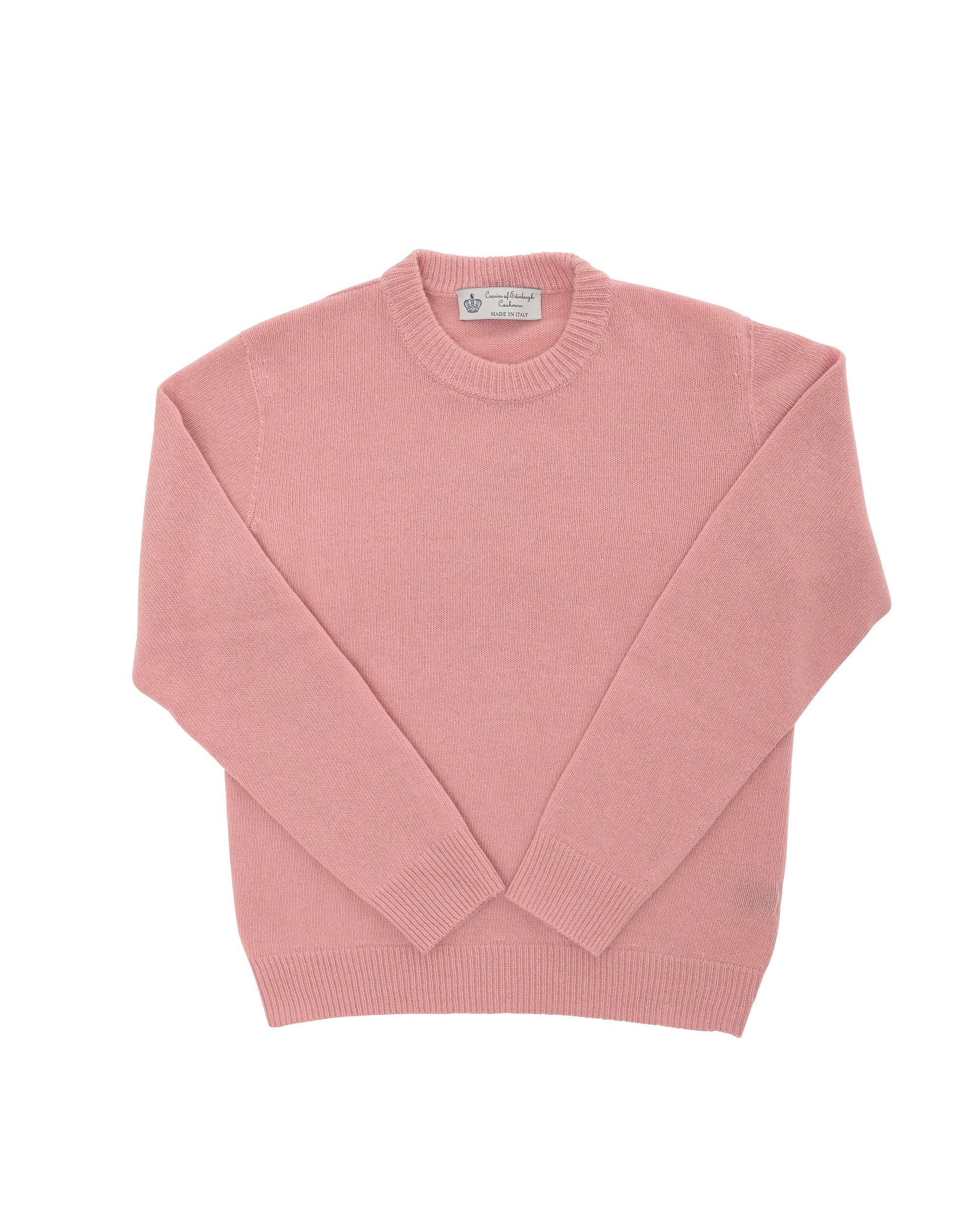 Crown of Edinburgh Cashmere Mens Round Neck Sweater COE 009 SALMON