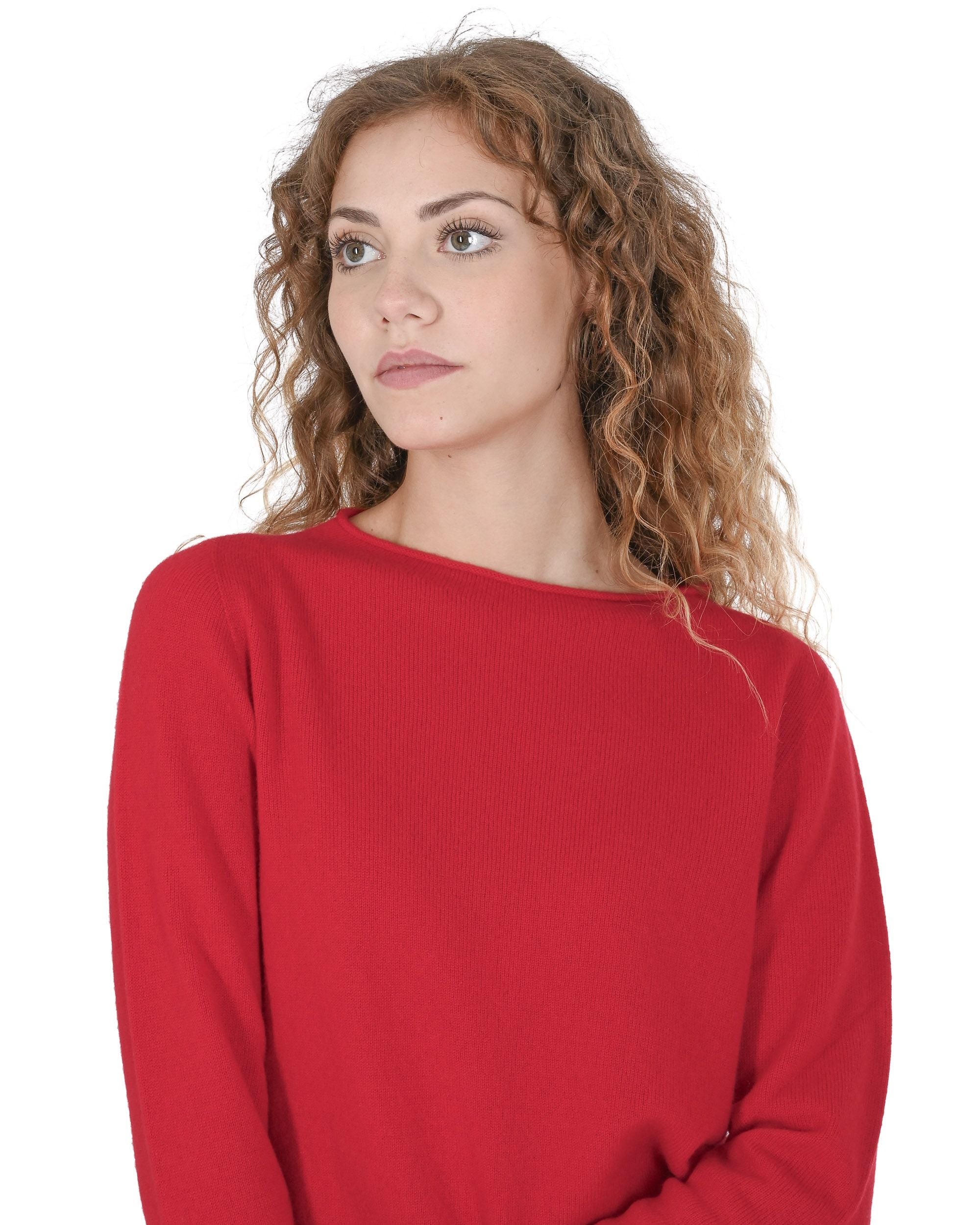 Crown of Edinburgh Cashmere Womens Boat Neck Sweater COE 0025 RED