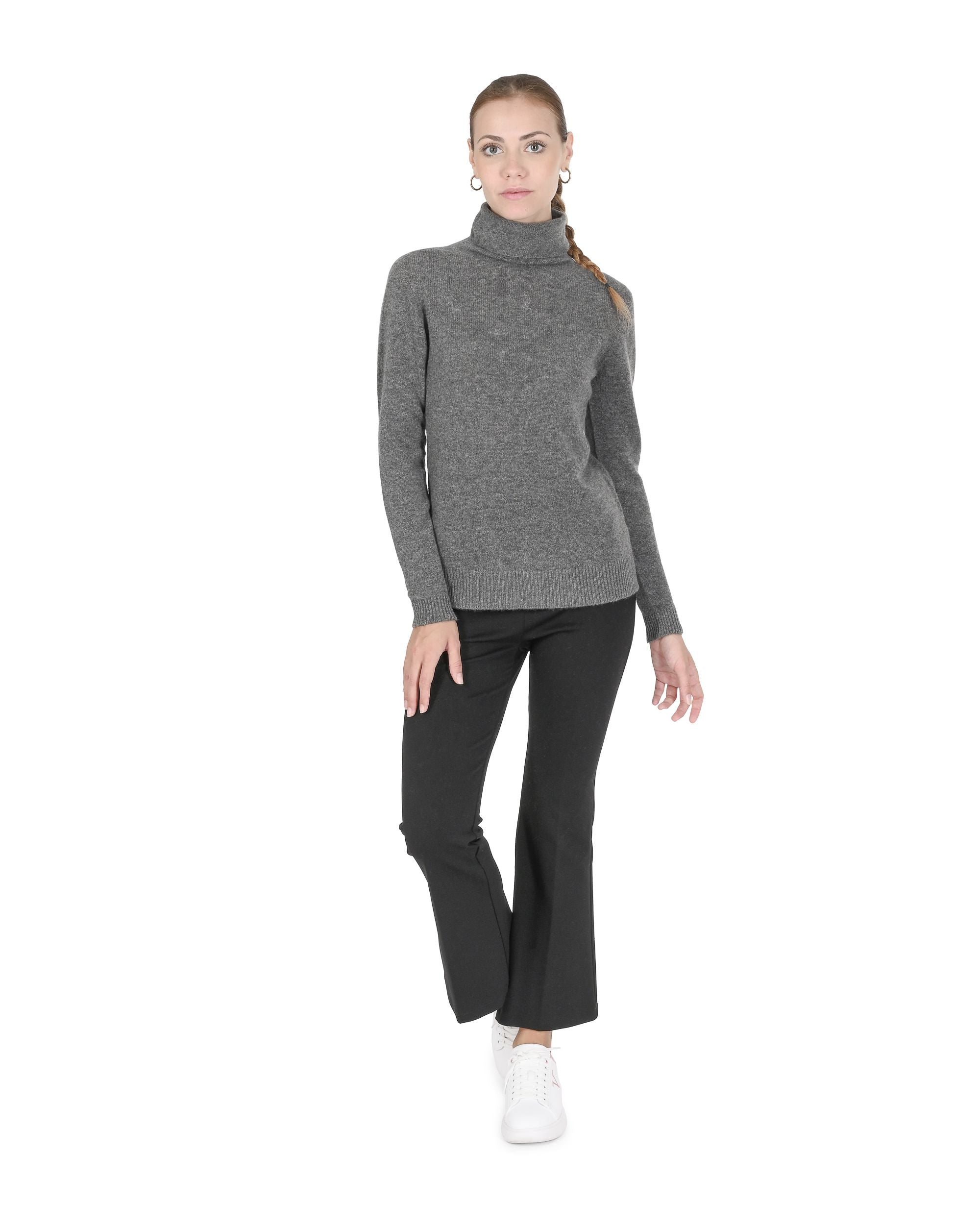 Crown of Edinburgh Cashmere Womens Turtleneck Sweater COE 0021 SMOG