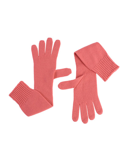 Crown of Edinburgh Cashmere Womens Long Gloves COE 002 CORAL