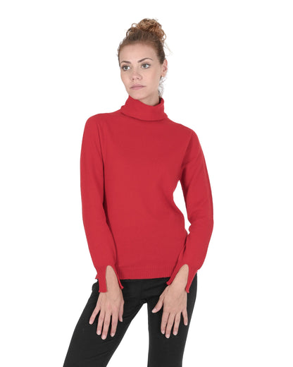 Crown of Edinburgh Cashmere Womens Turtleneck Sweater COE 0023 RED