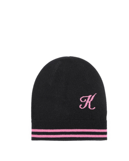 Crown of Edinburgh Cashmere Monogrammed Beanie BRUNTSFIELD BLACK K