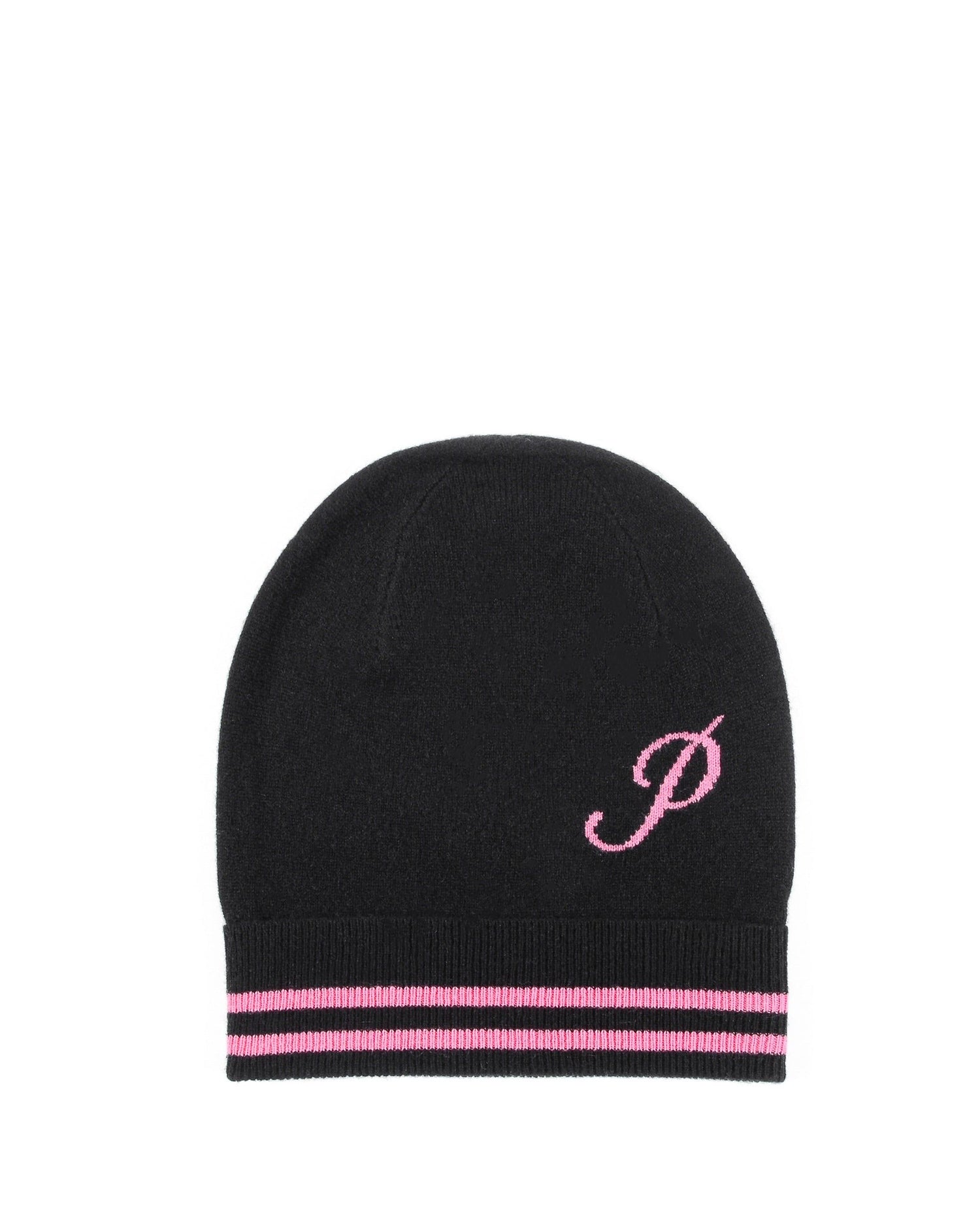 Crown of Edinburgh Cashmere Monogrammed Beanie BRUNTSFIELD BLACK P