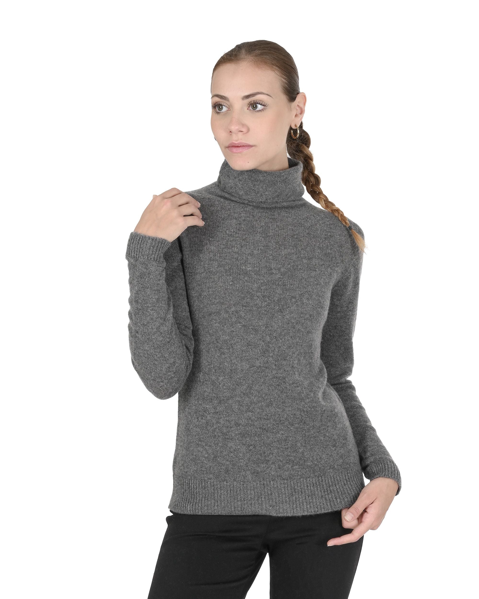 Crown of Edinburgh Cashmere Womens Turtleneck Sweater COE 0021 SMOG