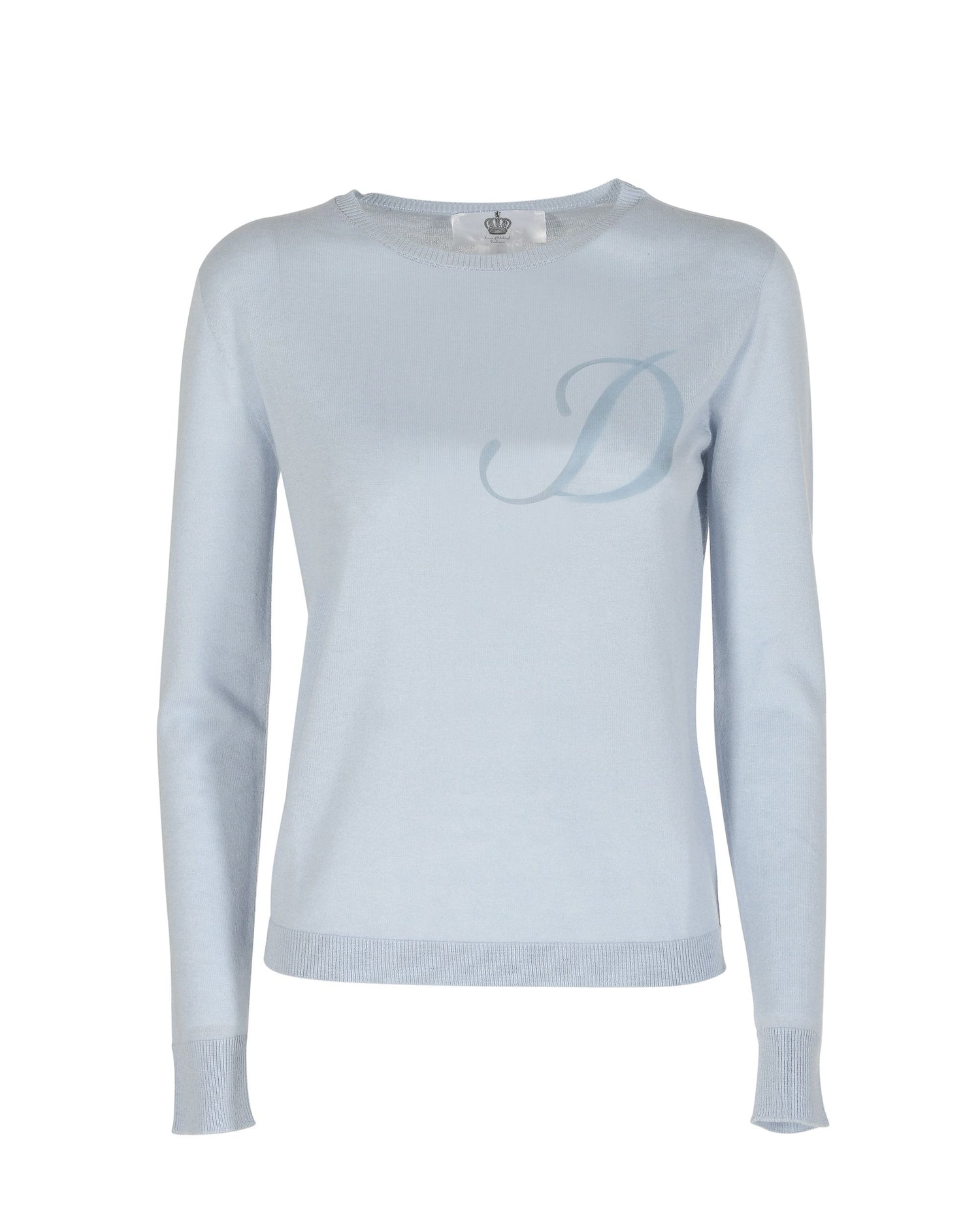 Crown of Edinburgh Cashmere Long Sleeve ART 004 LIGHT BLUE LETTER D