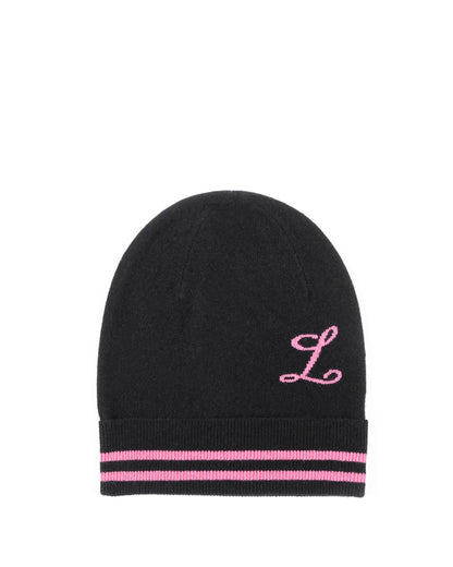 Crown of Edinburgh Cashmere Monogrammed Beanie BRUNTSFIELD BLACK L