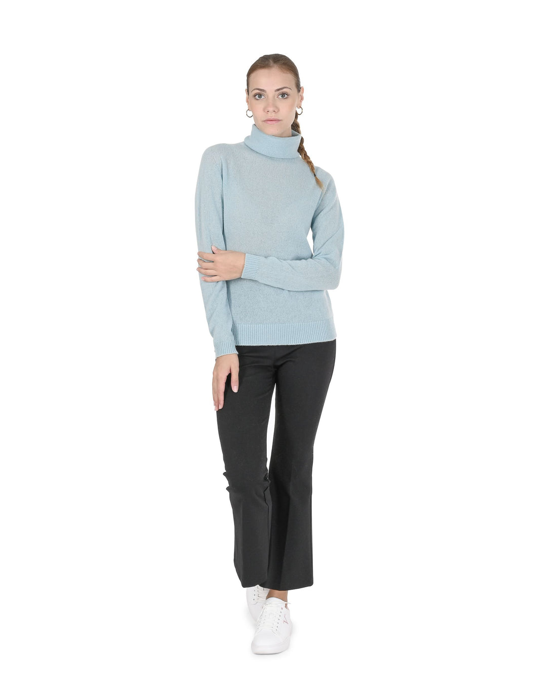 Crown of Edinburgh Cashmere Womens Turtleneck Sweater COE 0021 ACQUA