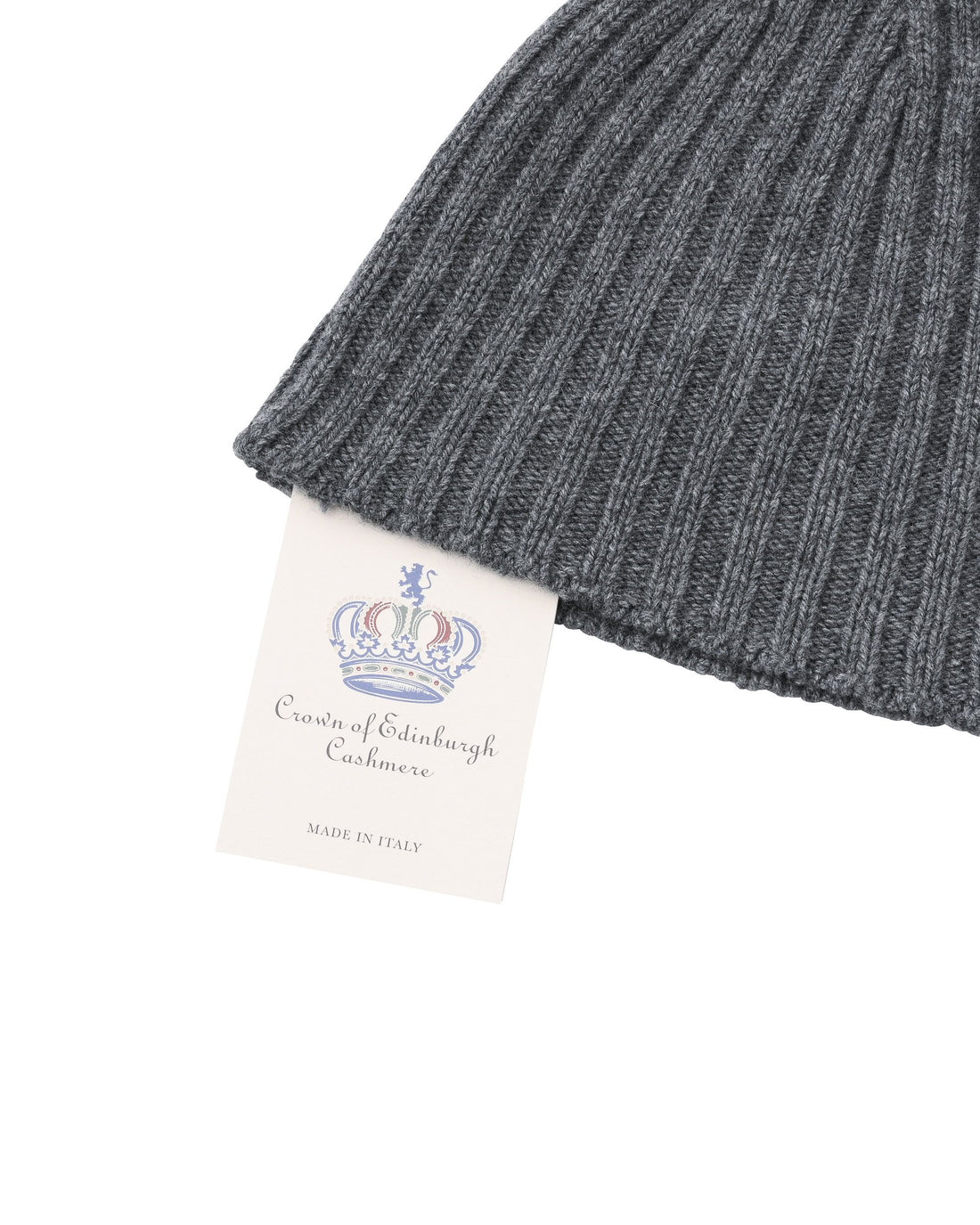 Crown of Edinburgh Cashmere Womens Ribbed Beanie COE 0045 DARK GREY