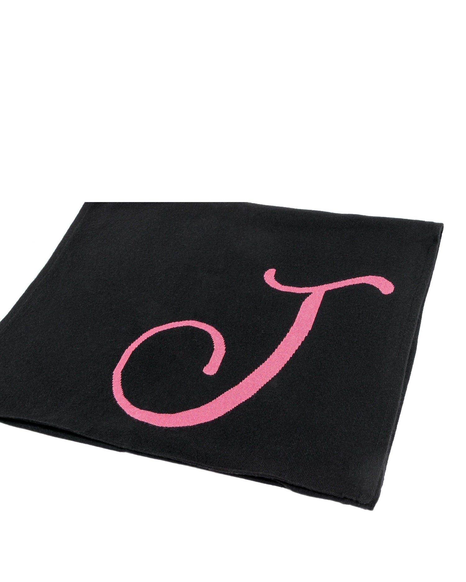 Crown of Edinburgh Cashmere Monogrammed Scarf DEAN VILLAGE BLACK J