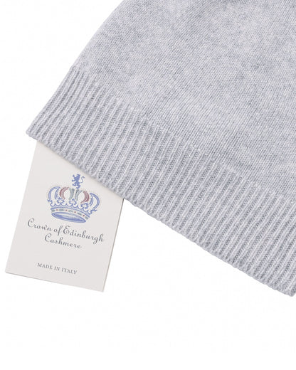 Crown of Edinburgh Cashmere Womens Plain Knit Beanie COE 0046 PEARL GREY