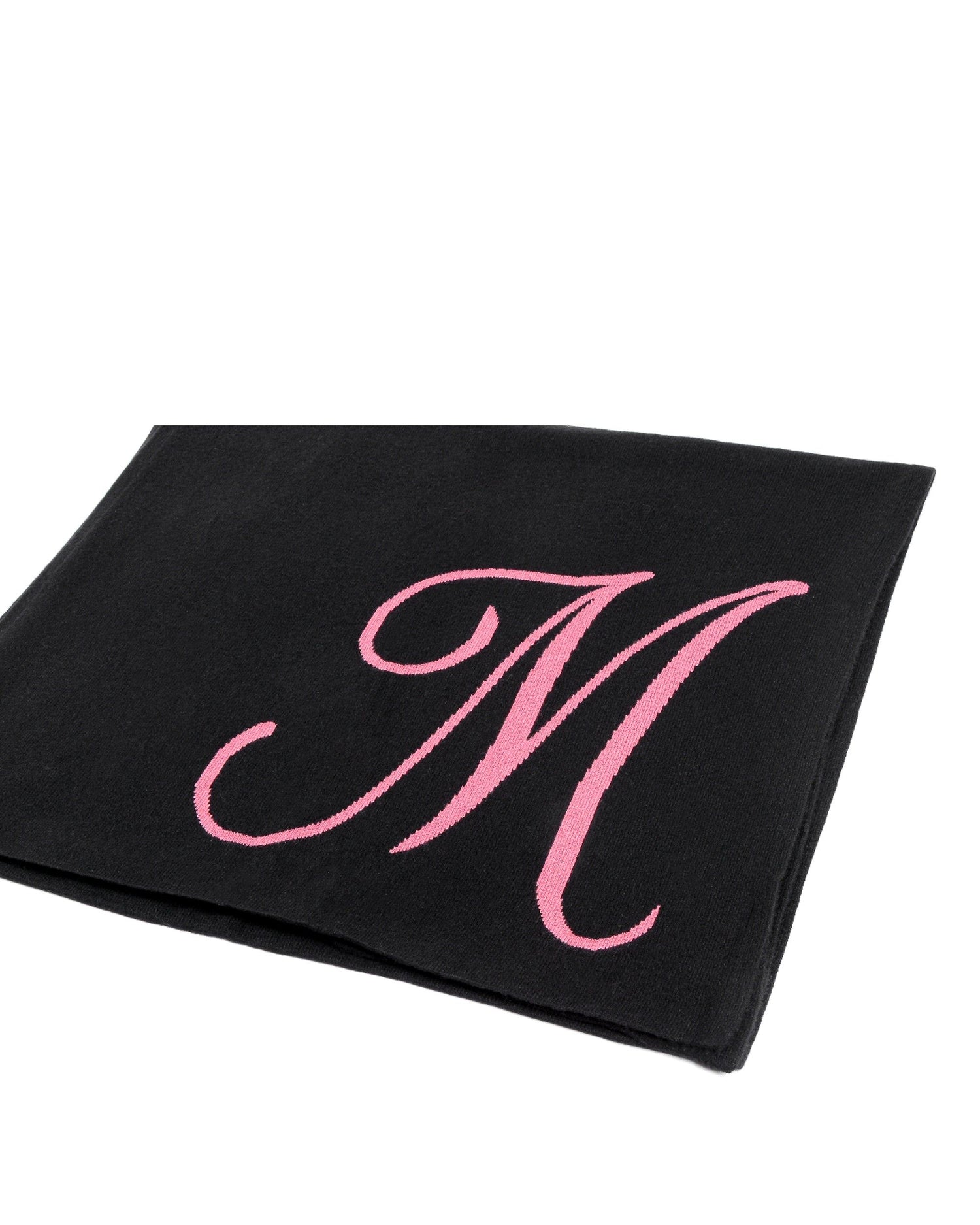 Crown of Edinburgh Cashmere Monogrammed Scarf DEAN VILLAGE BLACK M