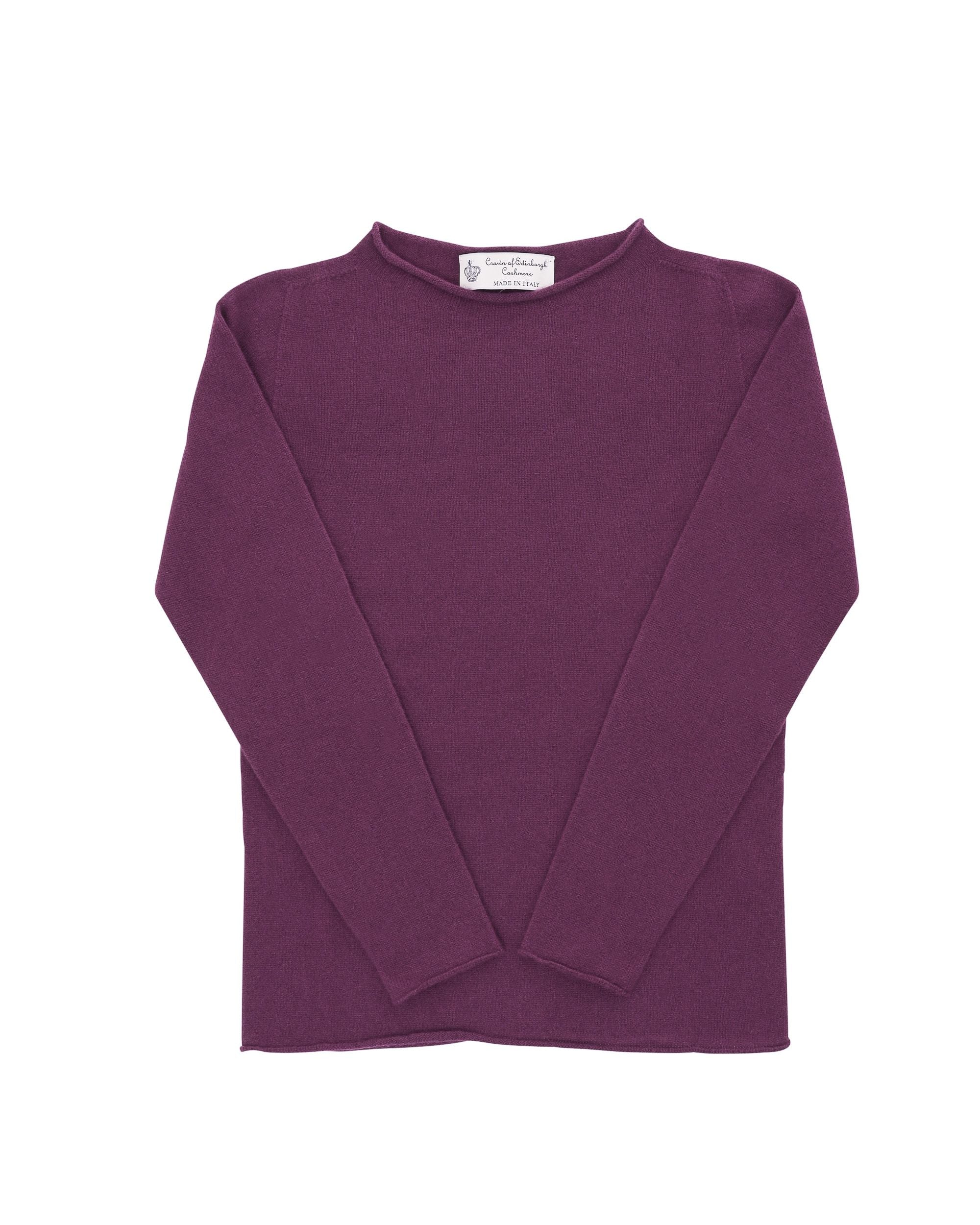 Crown of Edinburgh Cashmere Womens Boat Neck Sweater COE 0025 PURPLE