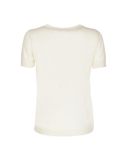 Crown of Edinburgh Cashmere Short Sleeve ART 003 IVORY LETTER C