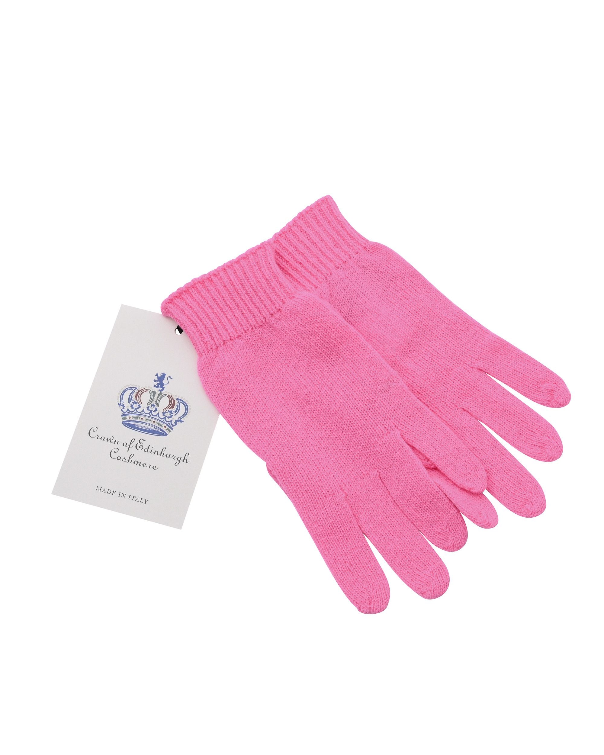 Crown of Edinburgh Cashmere Womens Short Gloves COE 001 BRIGHT PINK