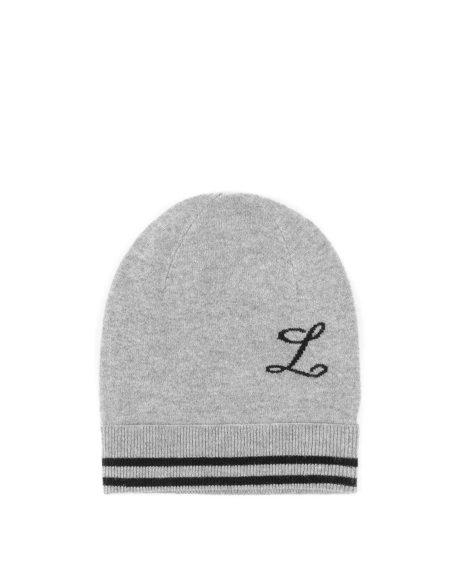 Crown of Edinburgh Cashmere Monogrammed Beanie BRUNTSFIELD GREY L