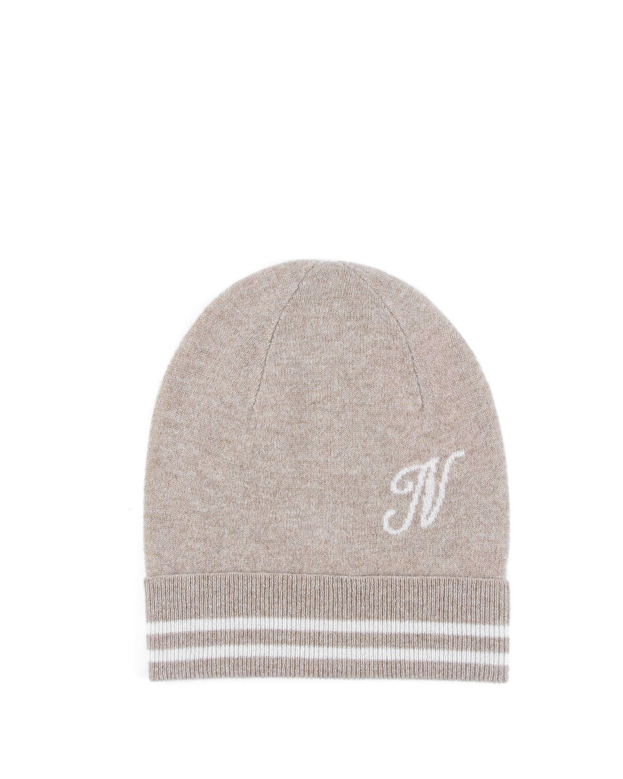 Crown of Edinburgh Cashmere Monogrammed Beanie BRUNTSFIELD CAMEL N