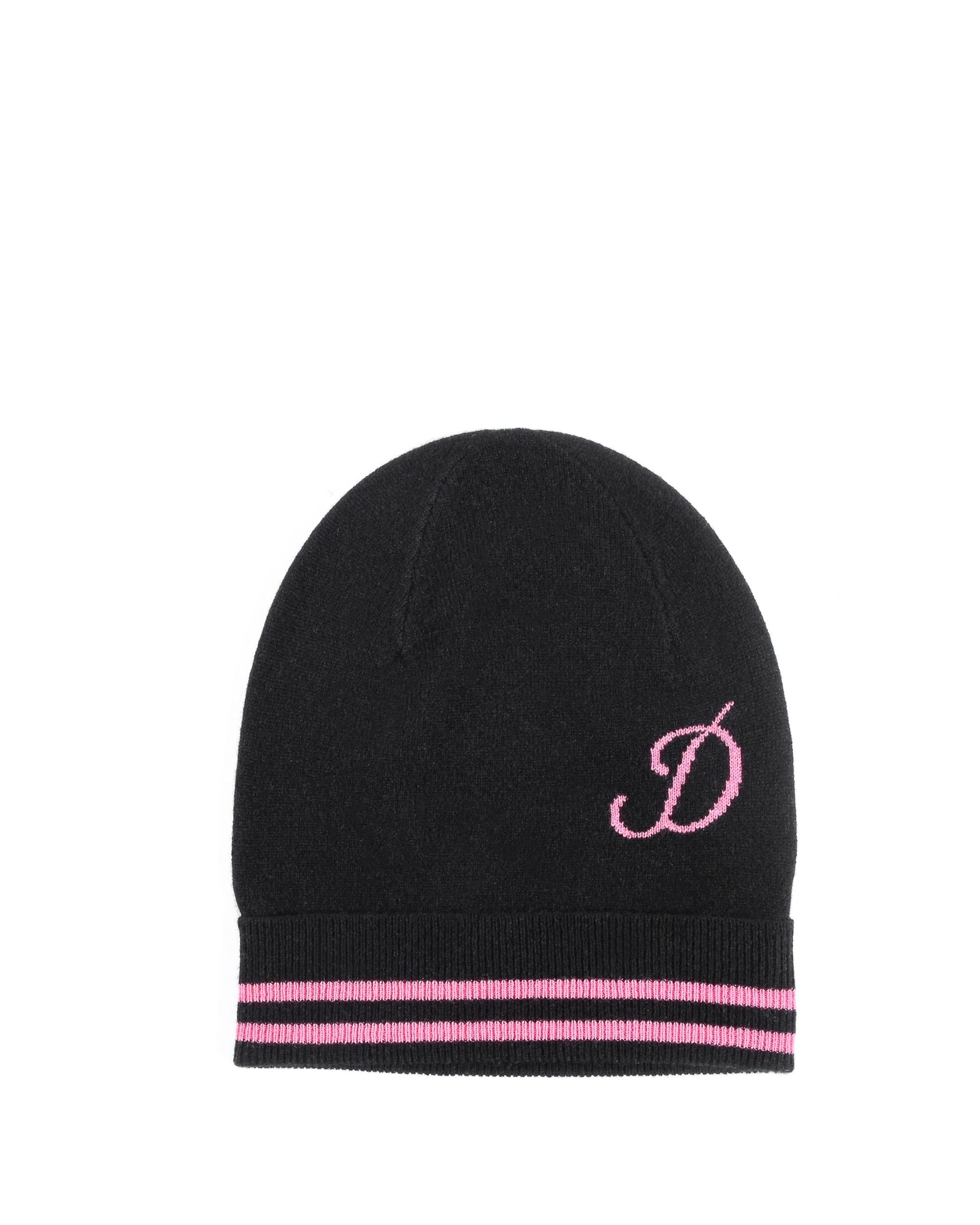 Crown of Edinburgh Cashmere Monogrammed Beanie BRUNTSFIELD BLACK D