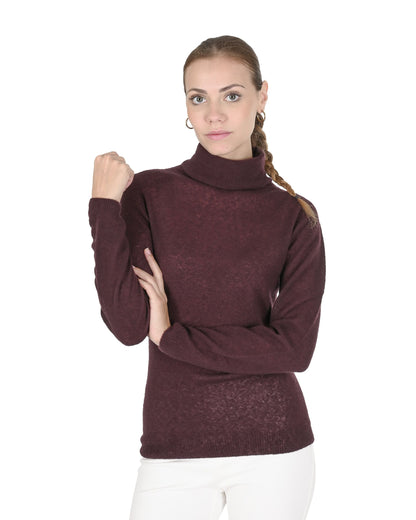 Crown of Edinburgh Cashmere Womens Turtleneck Sweater COE 0019 BORDEAUX