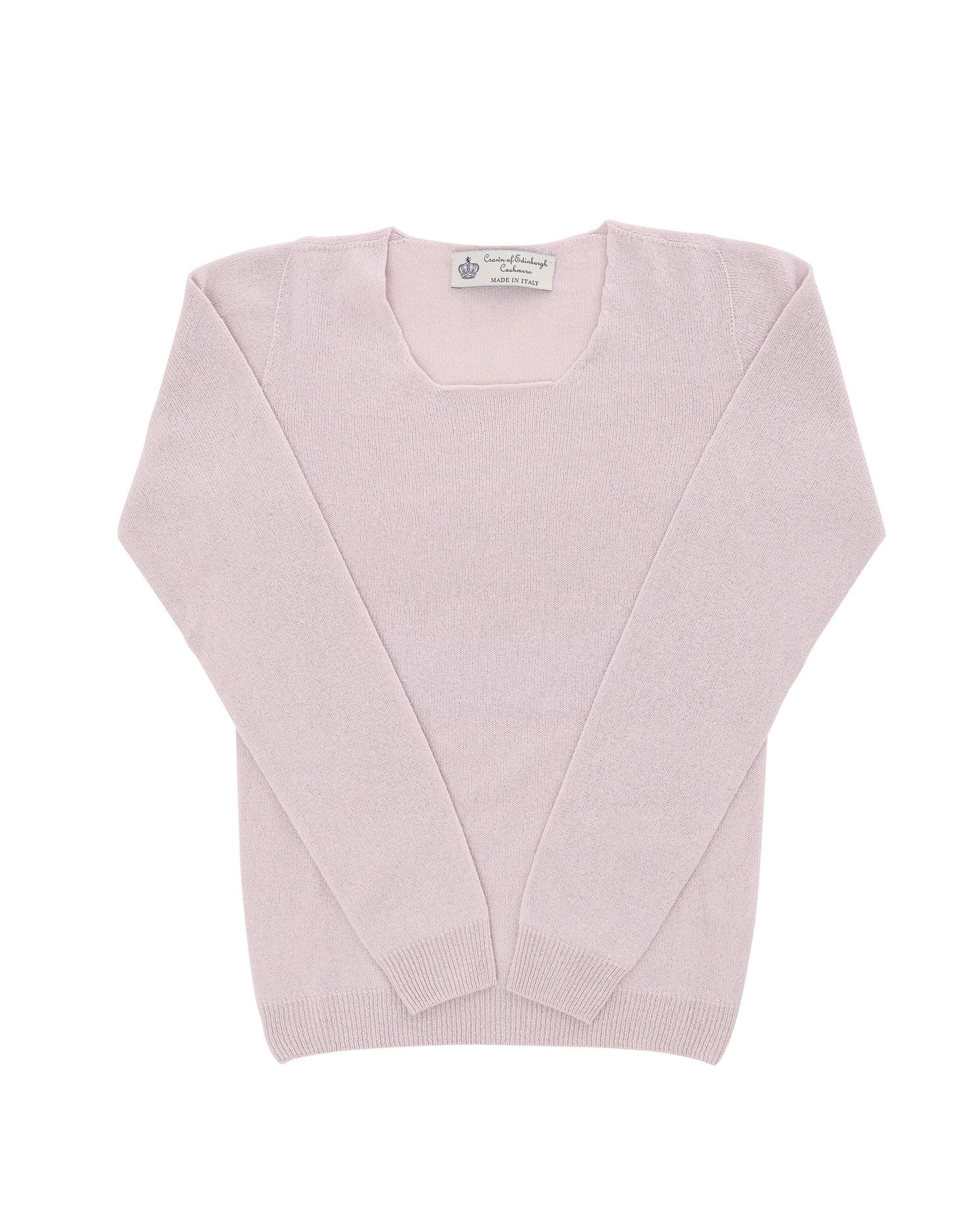 Crown of Edinburgh Cashmere Womens Square Neck Sweater COE 0024 PINK