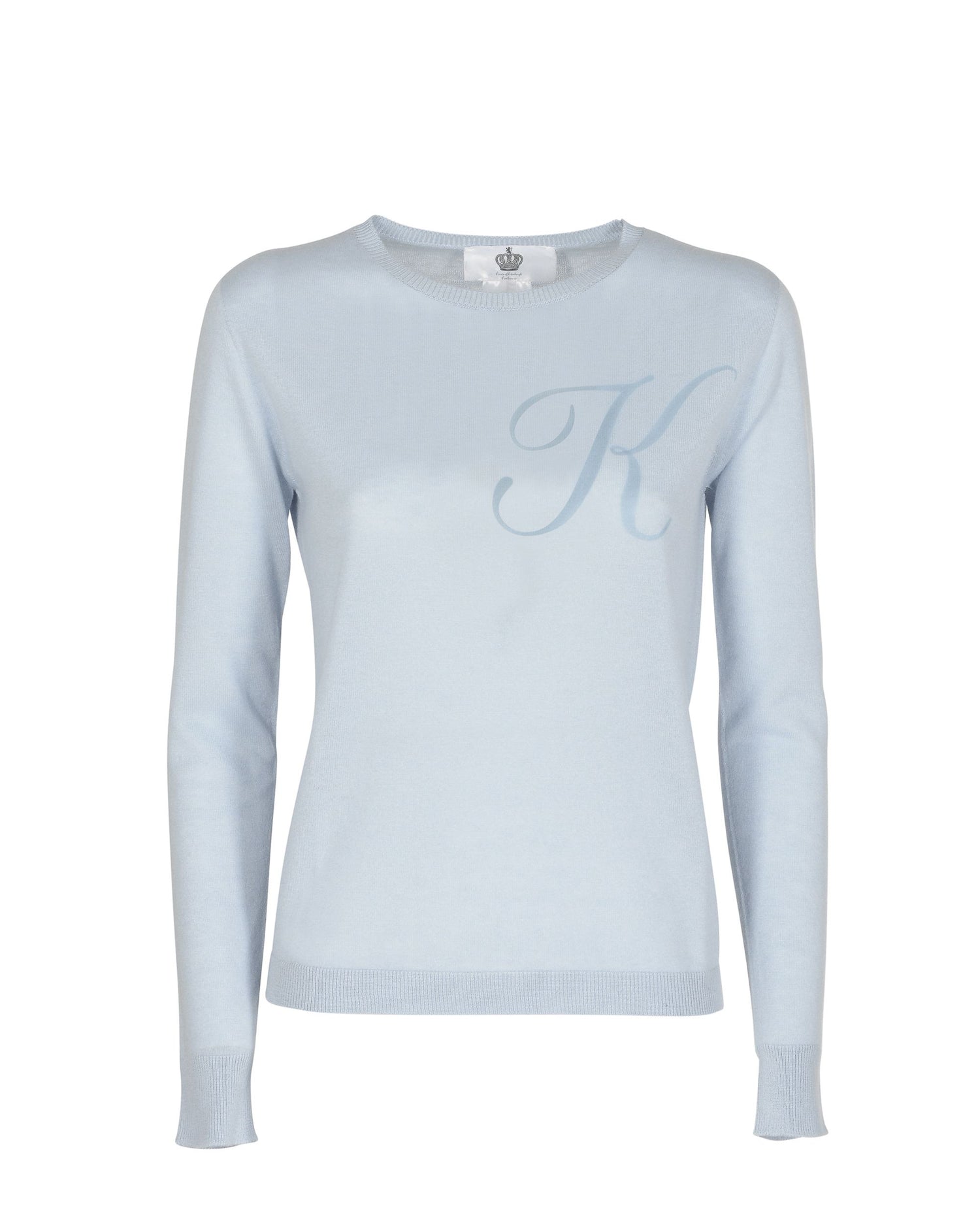 Crown of Edinburgh Cashmere Long Sleeve ART 004 LIGHT BLUE LETTER K