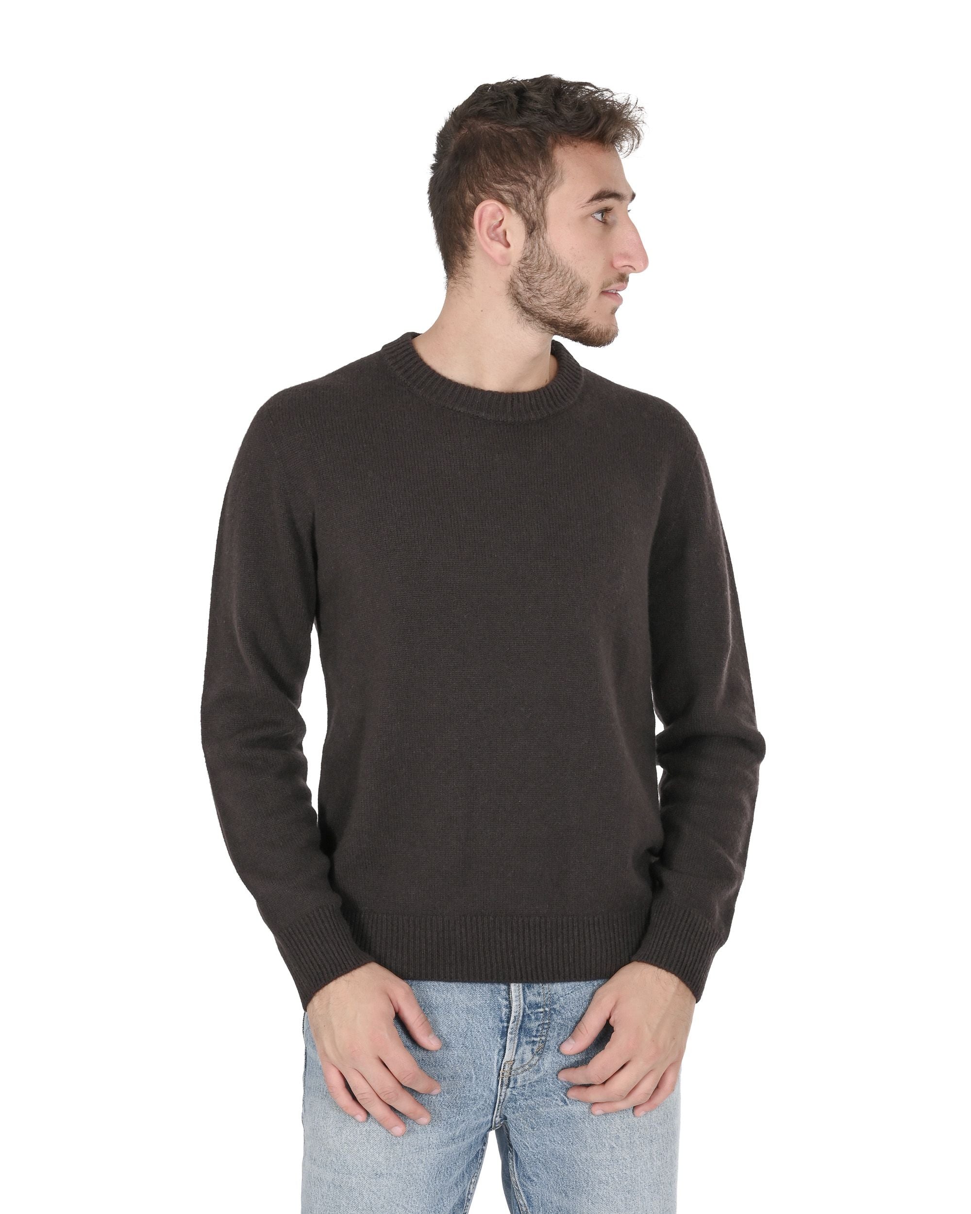 Crown of Edinburgh Cashmere Mens Round Neck Sweater COE 009 BROWN