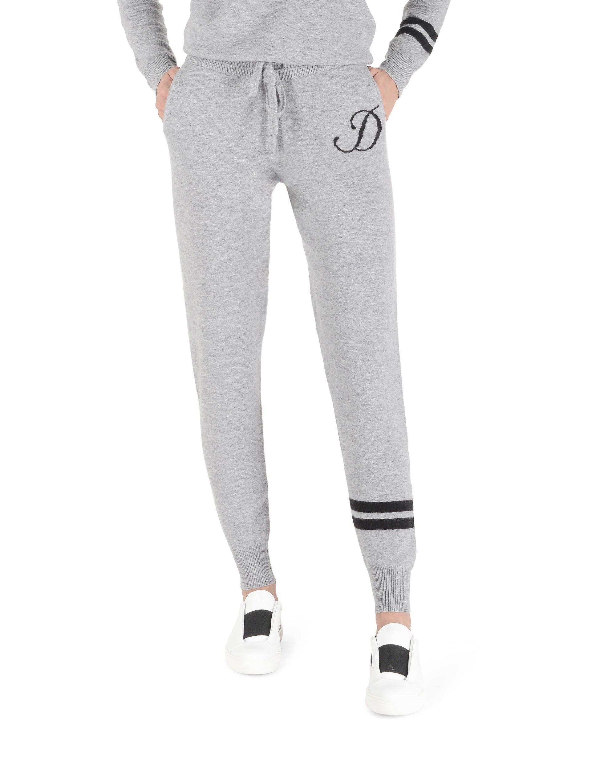 Crown of Edinburgh Cashmere Track Pants MORNINGSIDE GREY D