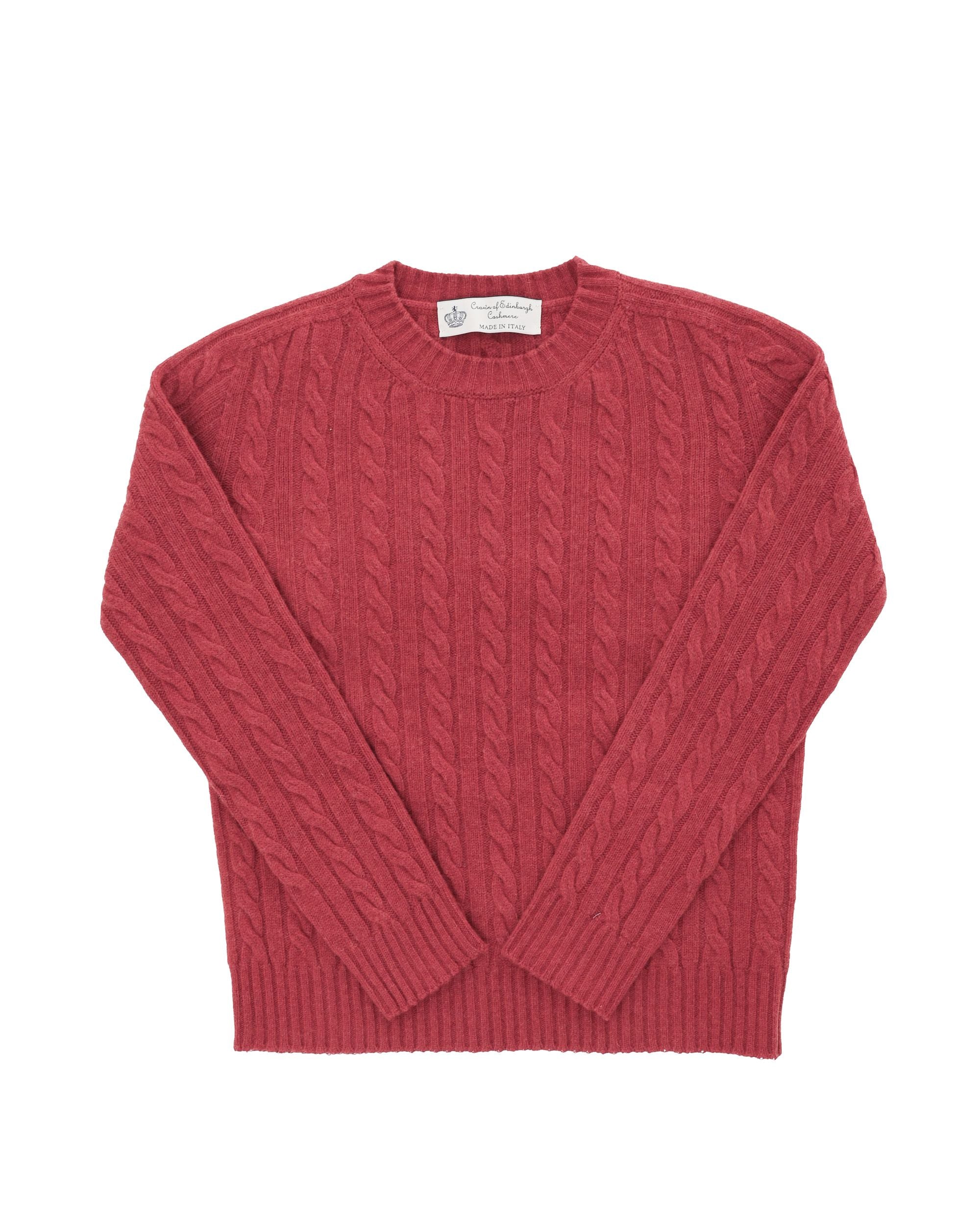 Crown of Edinburgh Cashmere Womens Round Neck Sweater COE 0033 RED