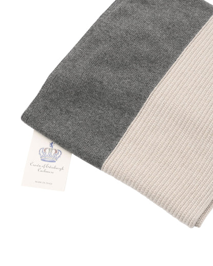 Crown of Edinburgh Cashmere Womens Scarf COE 0052 DARK GREY BEIGE