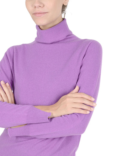 Crown of Edinburgh Cashmere Womens Turtleneck Sweater COE 0023 LAVENDER