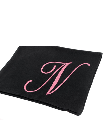 Crown of Edinburgh Cashmere Monogrammed Scarf DEAN VILLAGE BLACK N