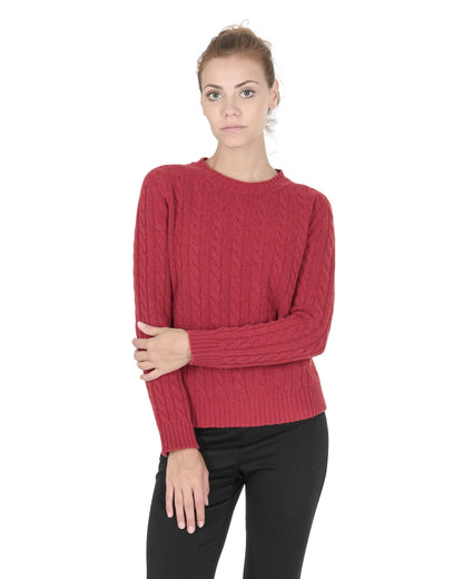 Crown of Edinburgh Cashmere Womens Round Neck Sweater COE 0033 RED