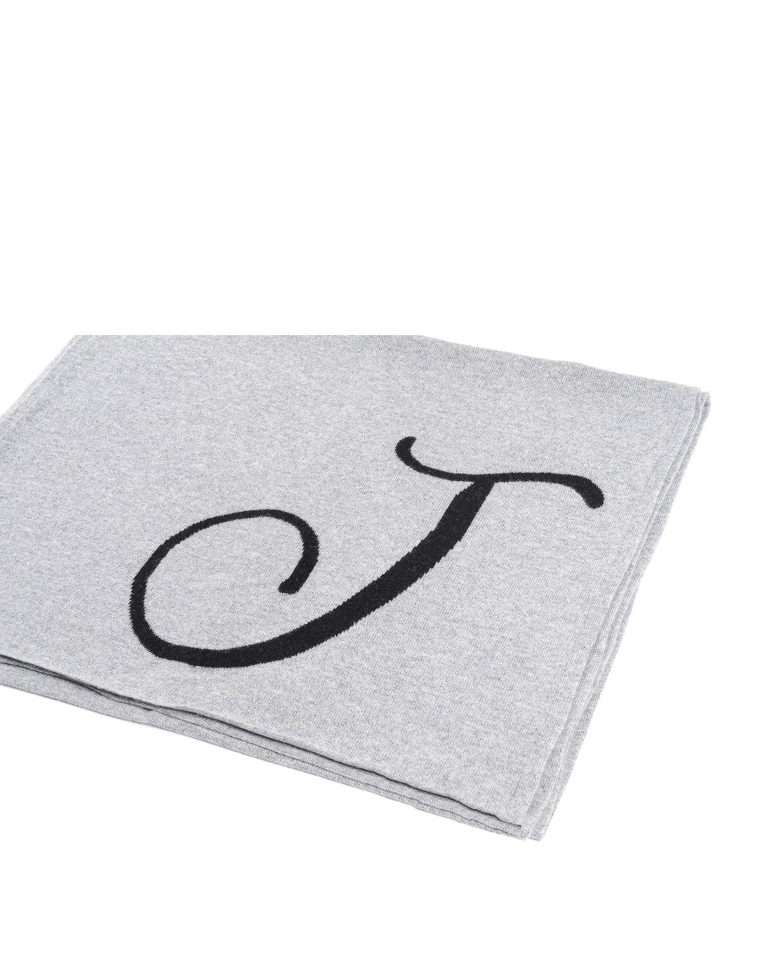 Crown of Edinburgh Cashmere Monogrammed Scarf DEAN VILLAGE GREY J