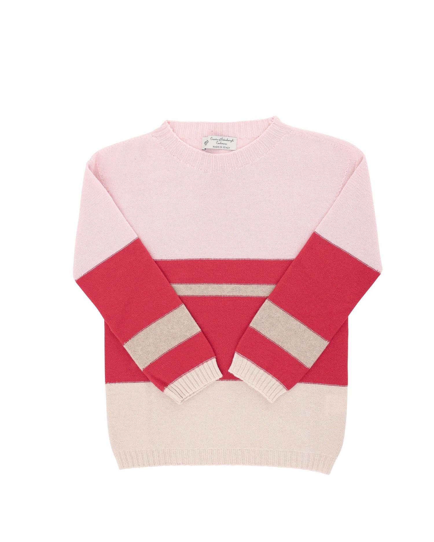 Crown of Edinburgh Cashmere Womens Boat Neck Sweater COE 0017 PINK/RED