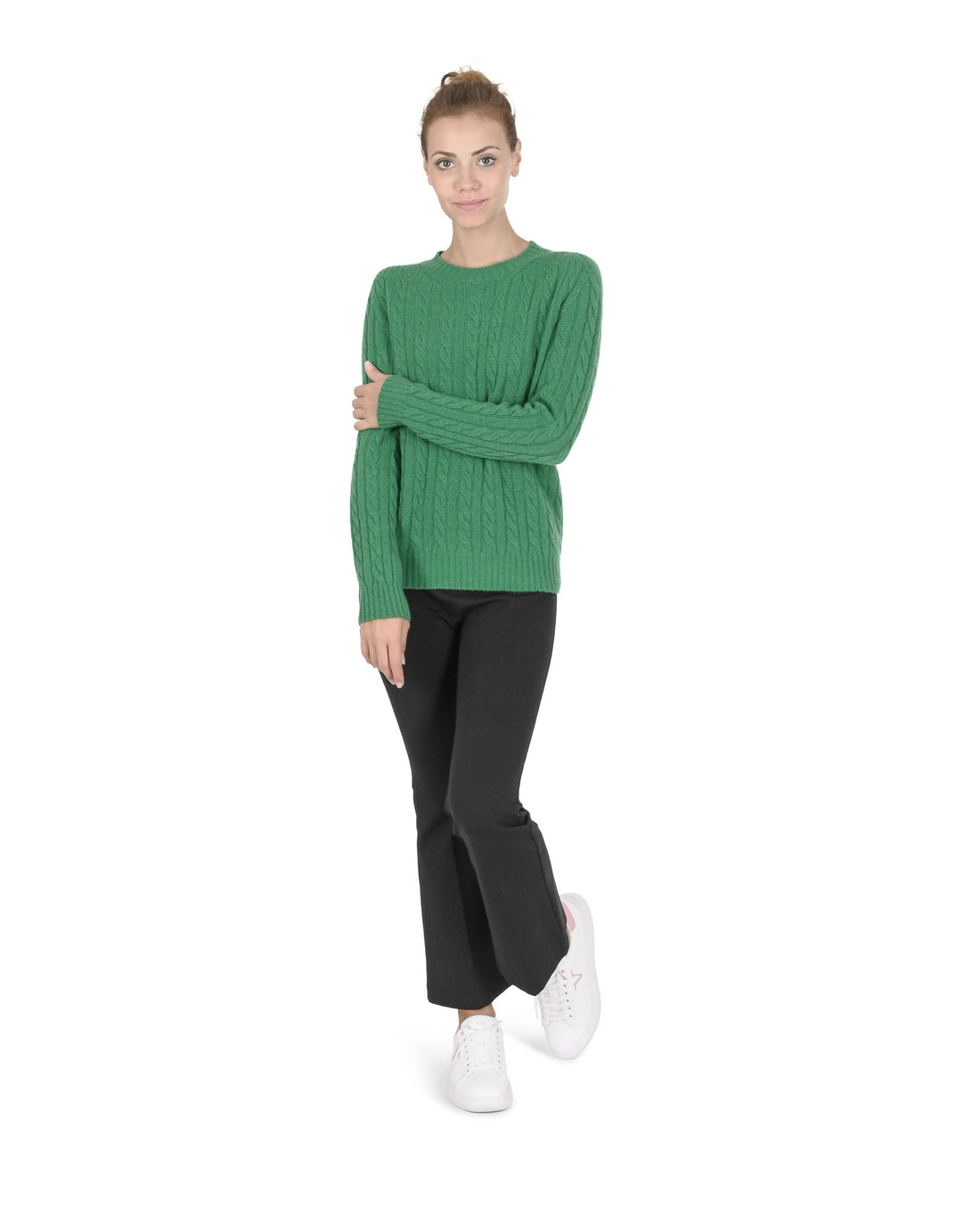 Crown of Edinburgh Cashmere Womens Round Neck Sweater COE 0033 GREEN