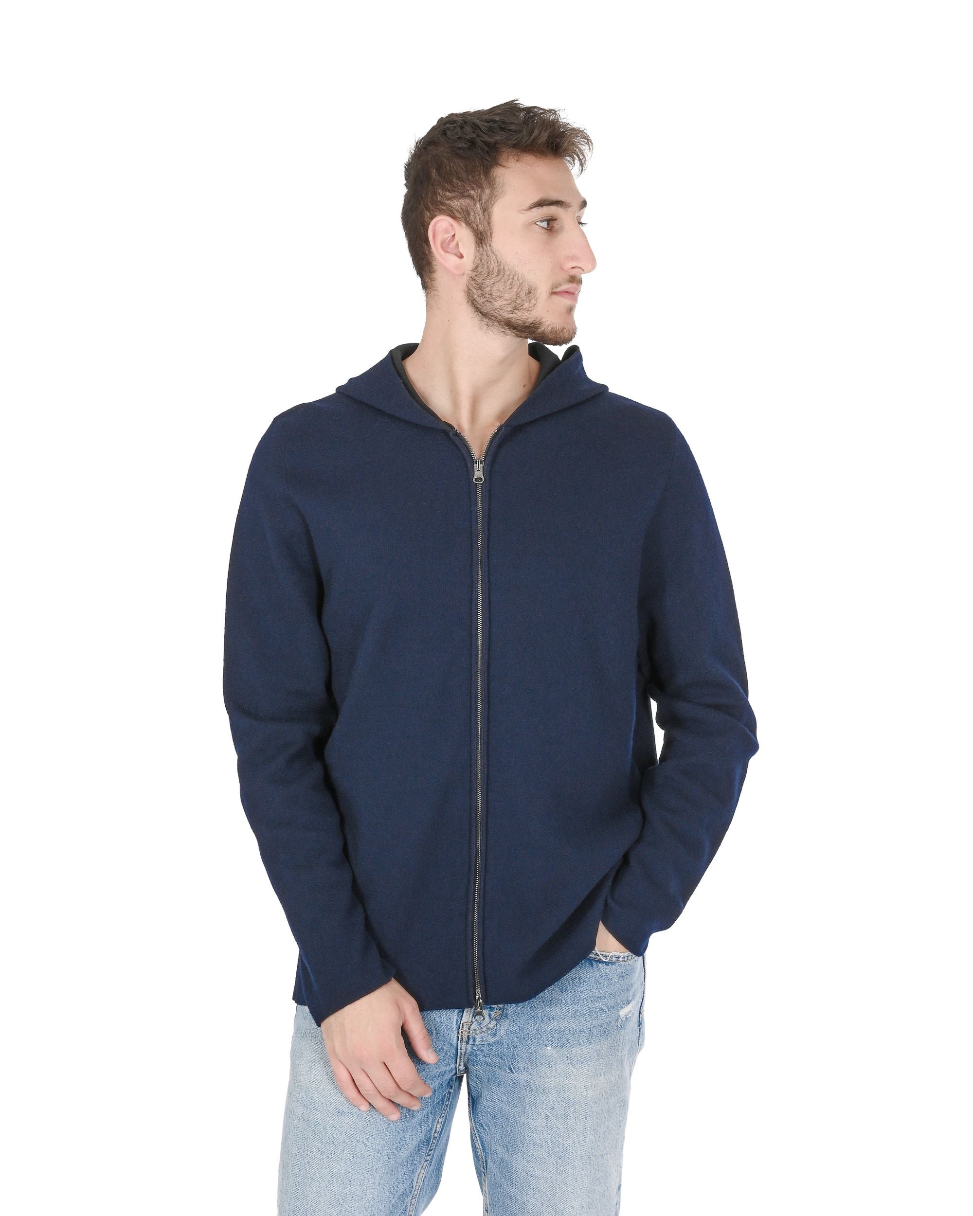 Crown of Edinburgh Cashmere Mens Hoodie COE 0055 NAVY