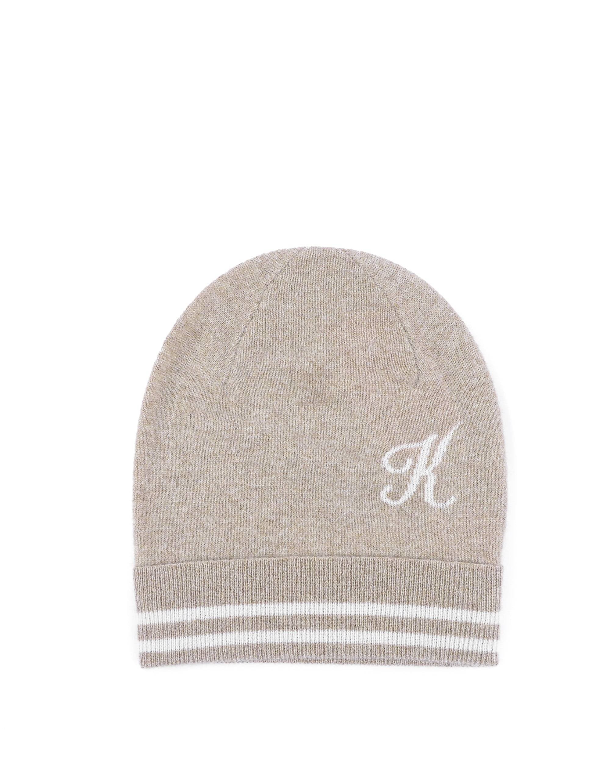 Crown of Edinburgh Cashmere Monogrammed Beanie BRUNTSFIELD CAMEL K