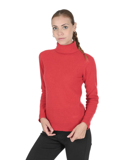 Crown of Edinburgh Cashmere Womens Turtleneck Sweater COE 0021 RED