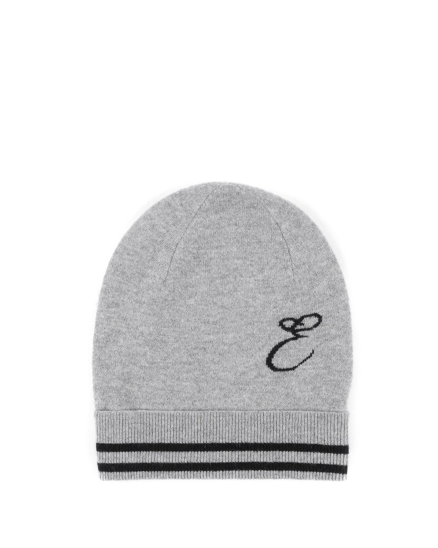 Crown of Edinburgh Cashmere Monogrammed Beanie BRUNTSFIELD GREY E