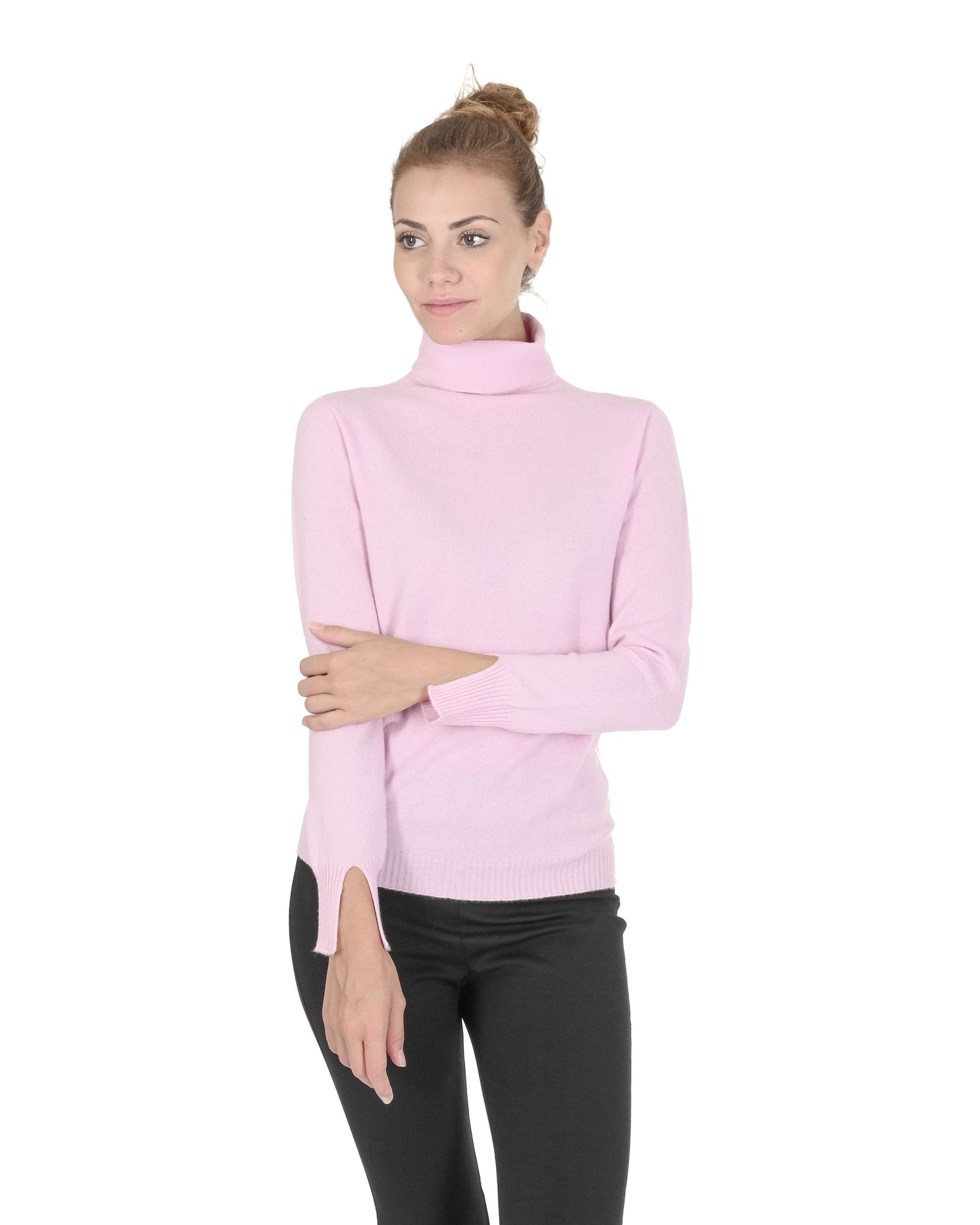 Crown of Edinburgh Cashmere Womens Turtleneck Sweater COE 0023 PINK