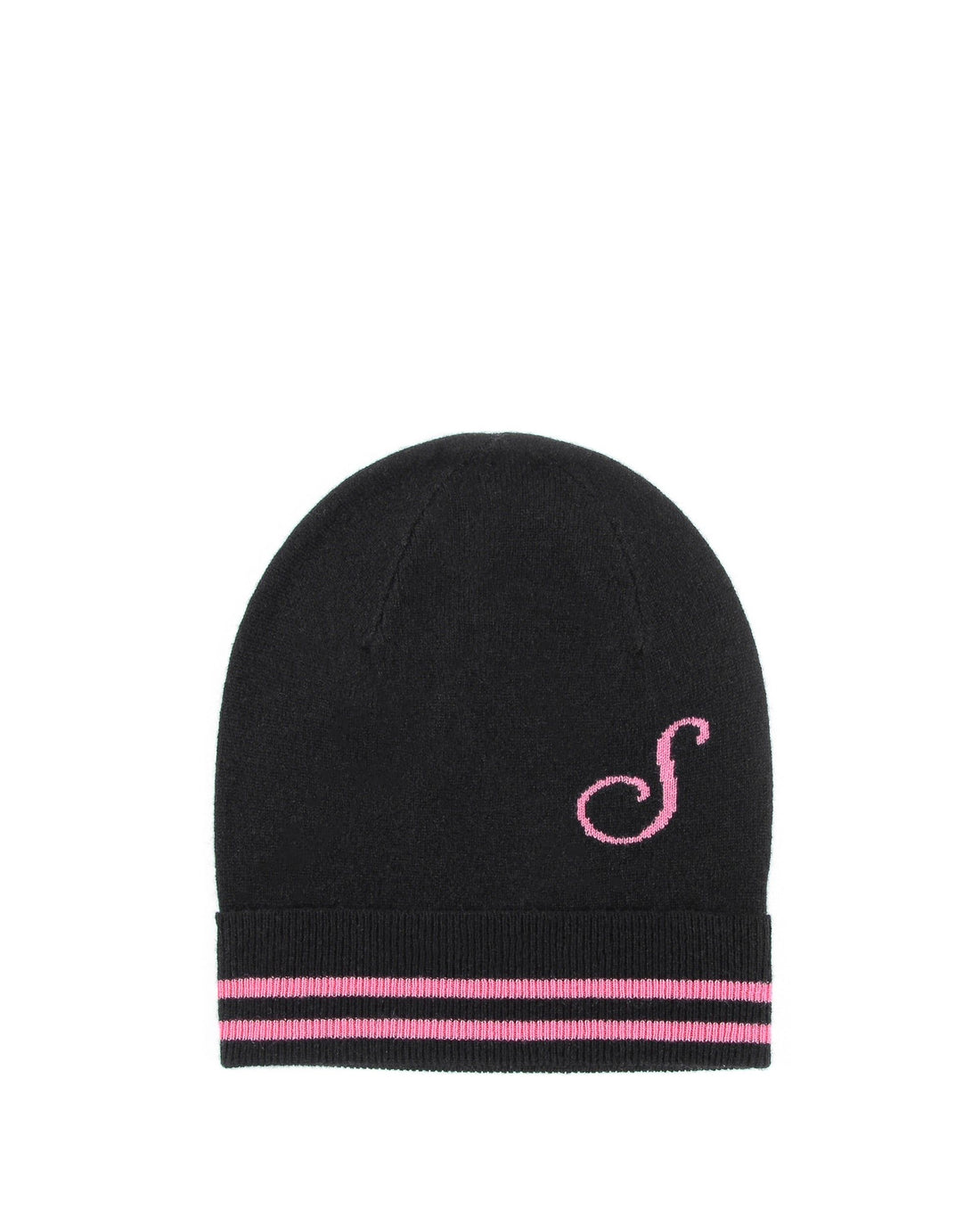 Crown of Edinburgh Cashmere Monogrammed Beanie BRUNTSFIELD BLACK S