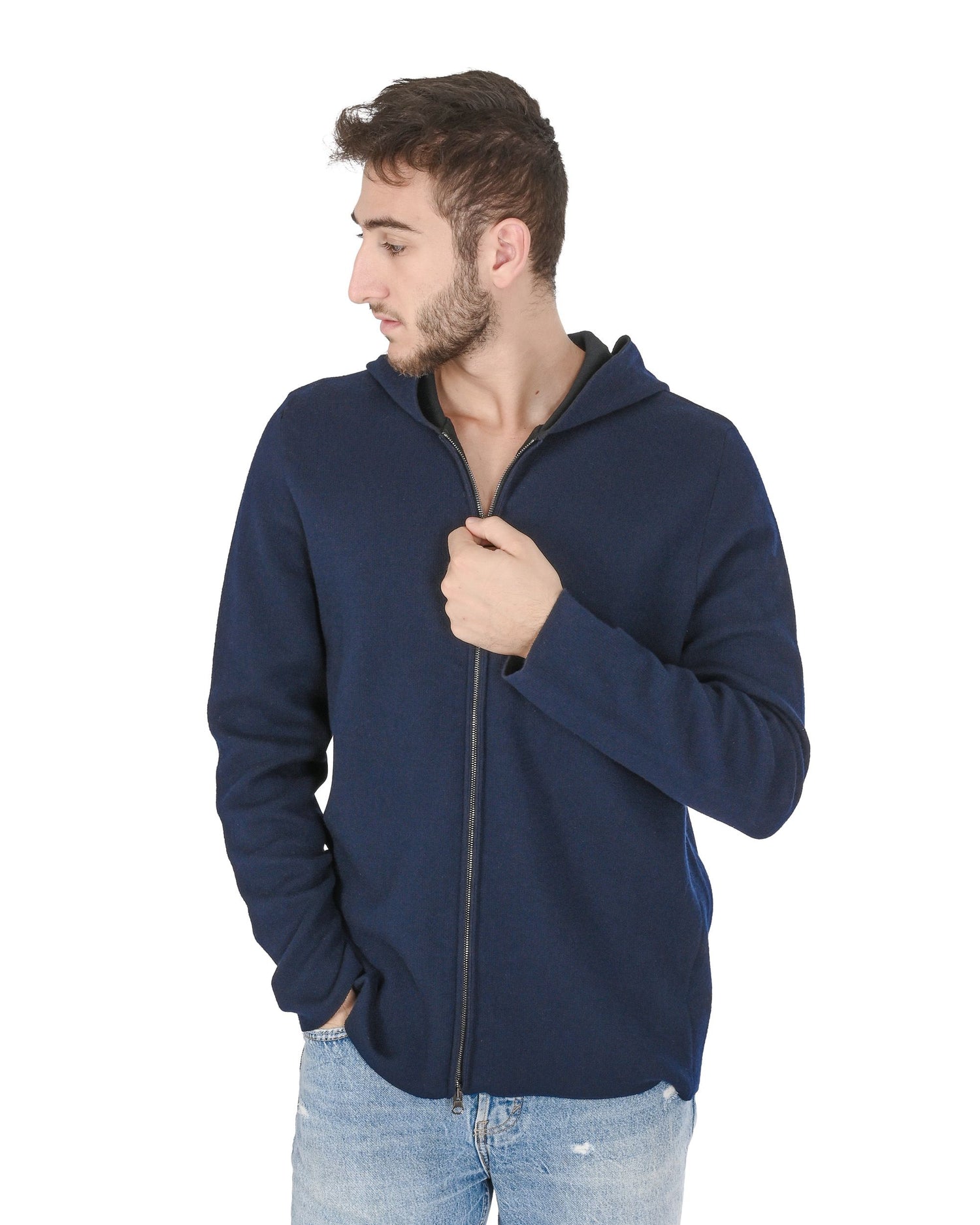 Crown of Edinburgh Cashmere Mens Hoodie COE 0055 NAVY