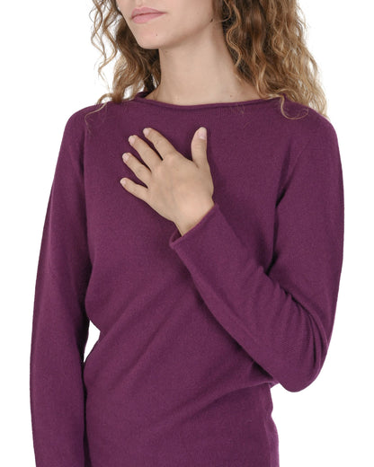 Crown of Edinburgh Cashmere Womens Boat Neck Sweater COE 0025 PURPLE