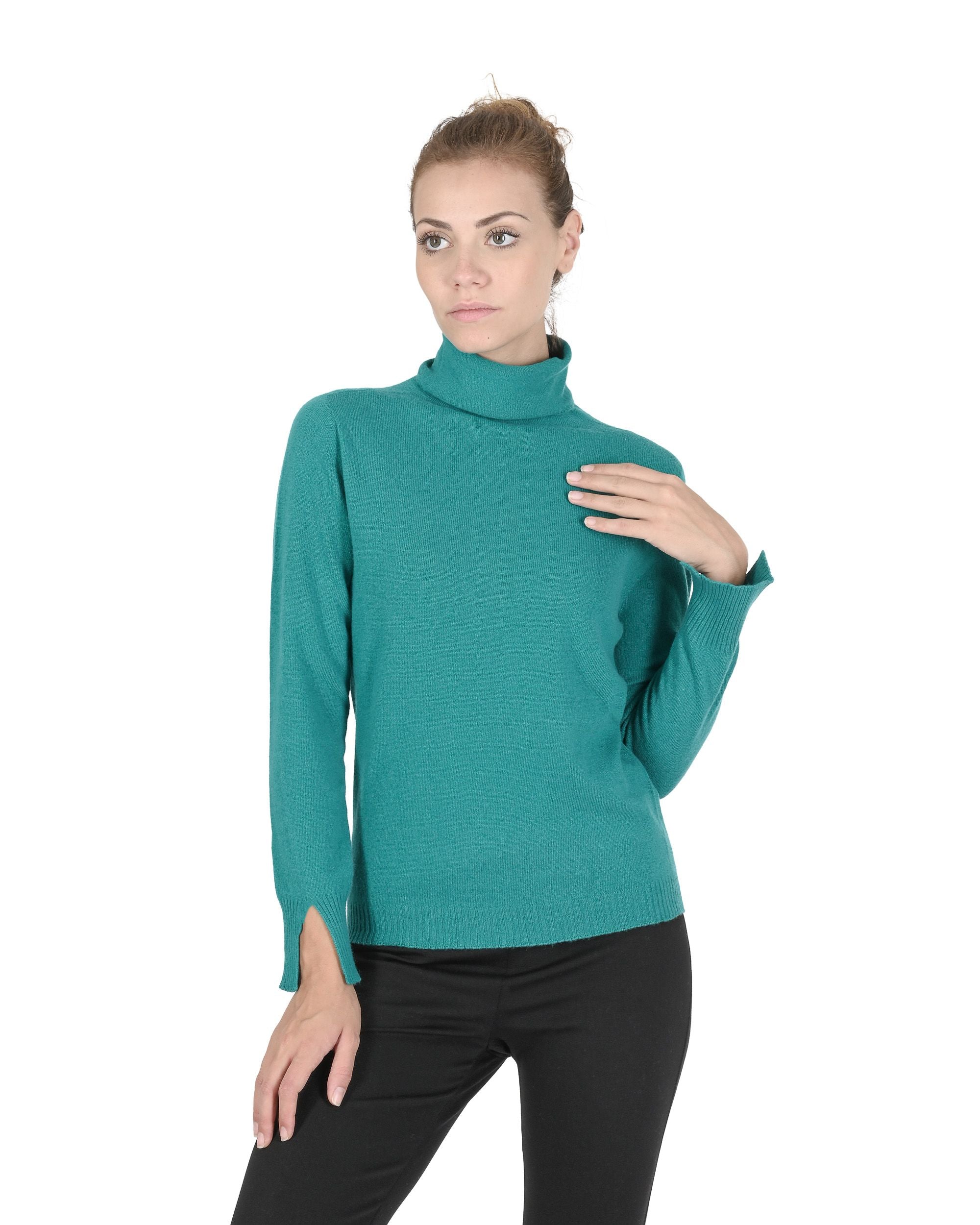 Crown of Edinburgh Cashmere Womens Turtleneck Sweater COE 0023 JADE