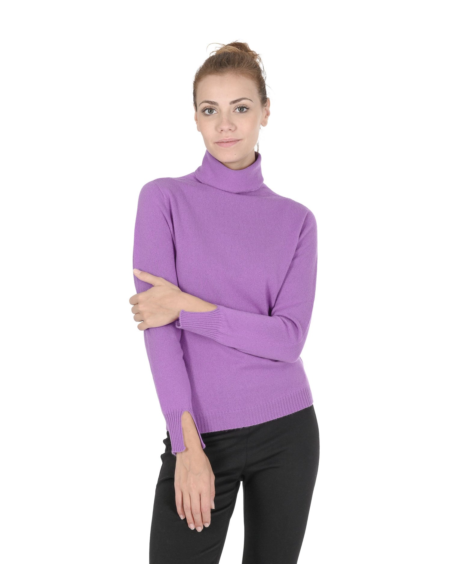 Crown of Edinburgh Cashmere Womens Turtleneck Sweater COE 0023 LAVENDER